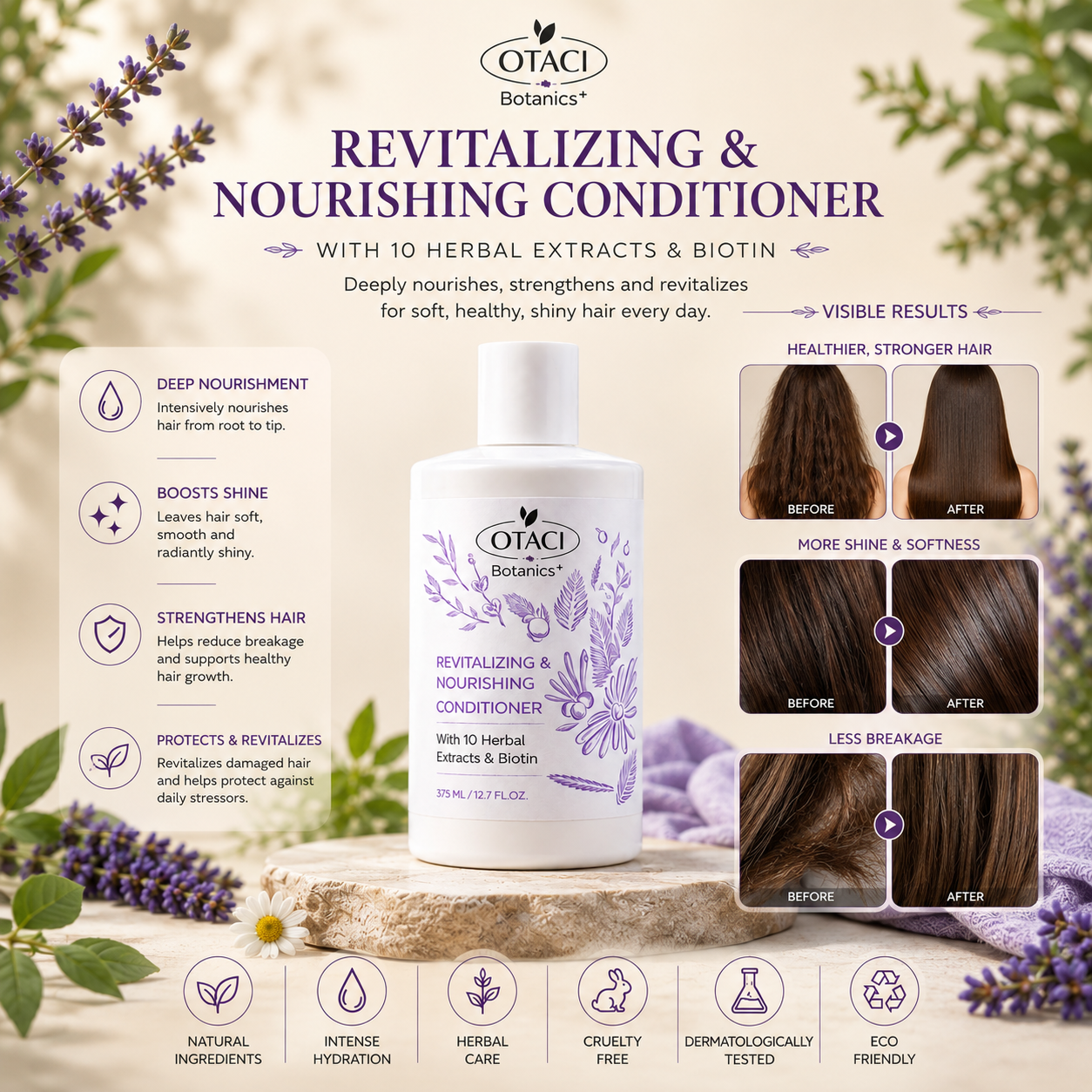 2ea28699-be4a-4348-8876-4bf7cf8ac670 otaci botanics+ revitalizing & nourishing conditioner with 10 herbal extracts & biotin – 375 ml