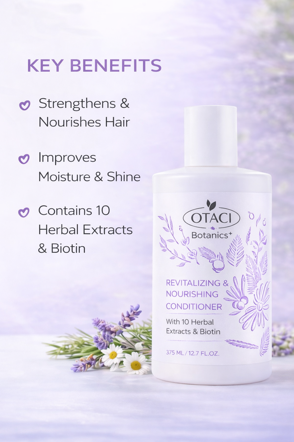 otaci botanics+ revitalizing & nourishing conditioner with 10 herbal extracts & biotin – 375 ml otaci botanics+ revitalizing & nourishing conditioner with 10 herbal extracts & biotin – 375 ml