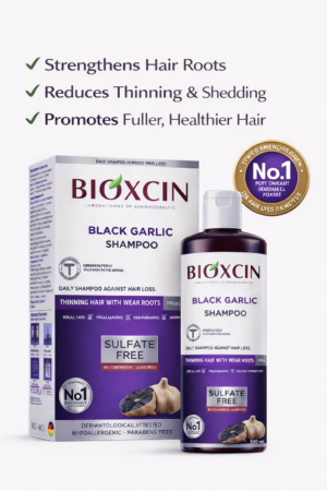 bioxcin black garlic shampoo – anti hair loss & strengthening care with biocomplex b11 (300 ml)