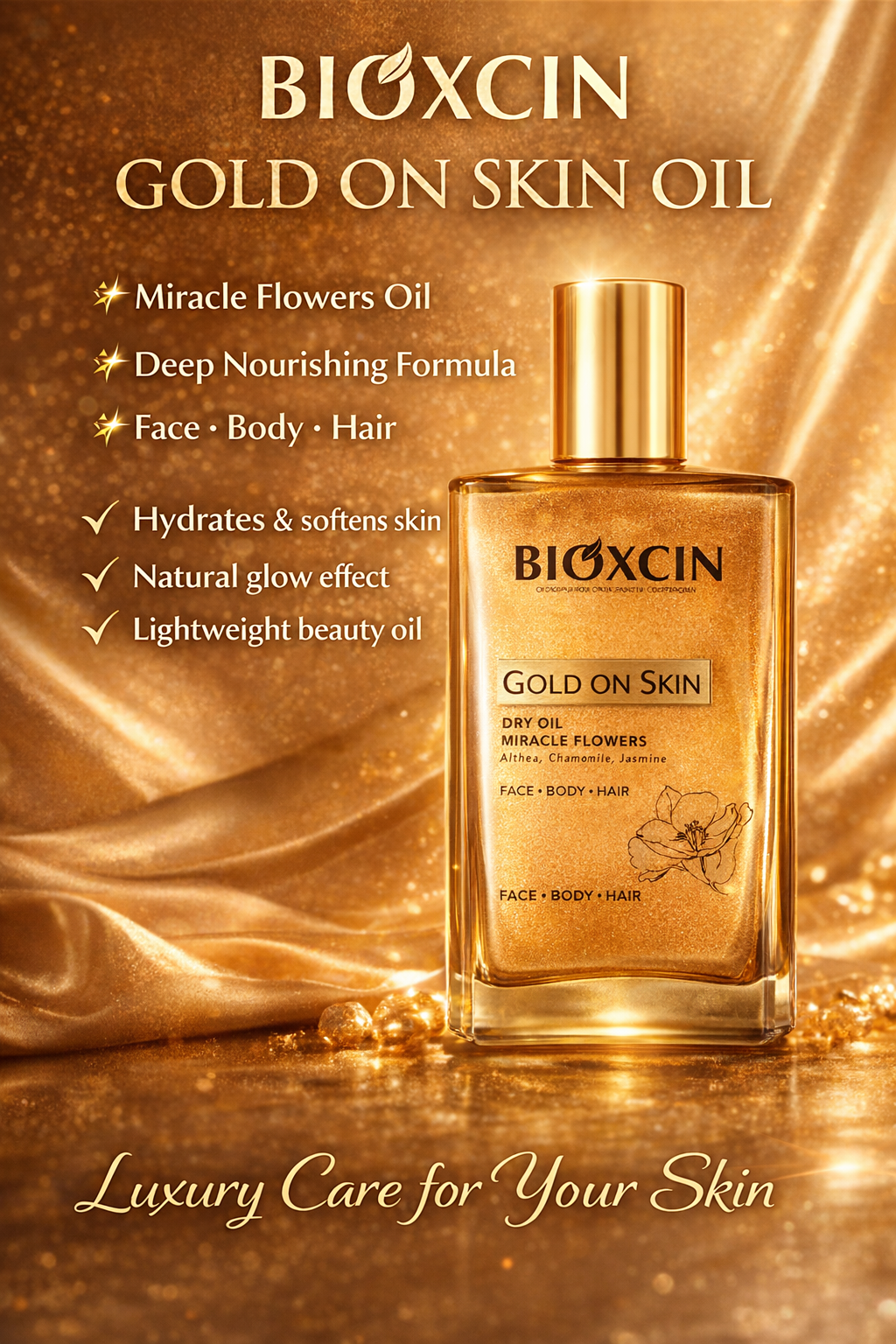 bioxcin gold on skin miracle flowers dry oil – face, body & hair nourishing oil (100 ml) bioxcin gold on skin miracle flowers dry oil – face, body & hair nourishing oil (100 ml)