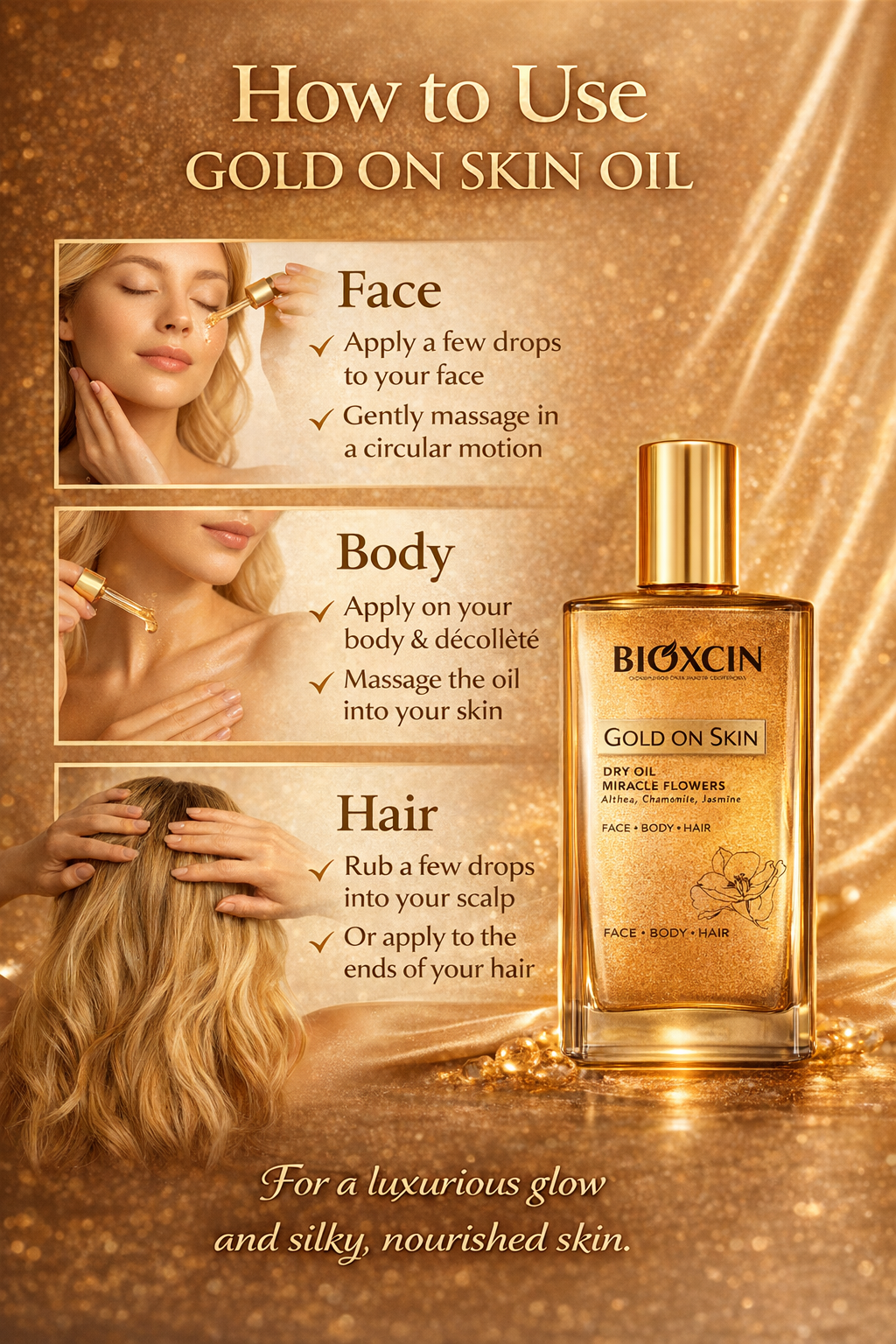 bioxcin gold on skin miracle flowers dry oil – face, body & hair nourishing oil (100 ml) bioxcin gold on skin miracle flowers dry oil – face, body & hair nourishing oil (100 ml)