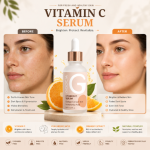 Home vitamin c brightening serum with hyaluronic acid – 15% orange extract